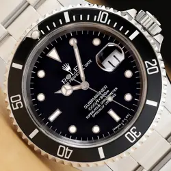 ROLEX MENS SUBMARINER DATE 16610 BLACK STEEL 40MM AUTOMATIC WATCH W/ PAPER