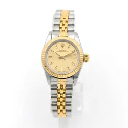 VINTAGE LADIES ROLEX OYSTER PERPETUAL 67193 AUTOMATIC WRISTWATCH 18K YELLOW GOLD