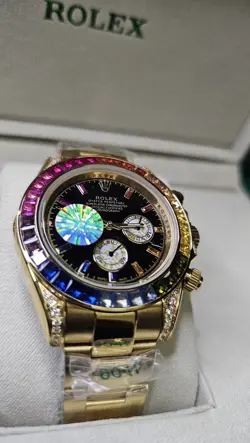 ROLEX DAYTONA | ROSE GOLD | OYSTER BRACLETE | BLACK DIAL | RAINBOW BEZEL | 40mm