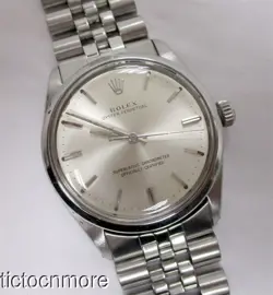 VINTAGE ROLEX OYSTER PERPETUAL WATCH 1002 SILVER DIAL 34MM MENS SS 1960S