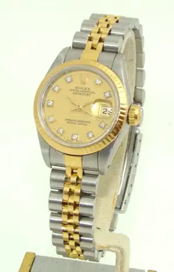 ROLEX 26MM WOMENS 69173 STAINLESS STEEL & 18K AUTOMATIC WATCH DIAMOND DIAL 1987