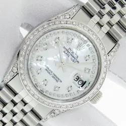 ROLEX MENS DATEJUST STEEL - 18K GOLD JUBILEE DIAMOND WATCH WITH MOP DIAMOND DIAL