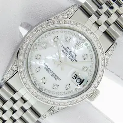 ROLEX MENS DATEJUST STEEL - 18K GOLD JUBILEE DIAMOND WATCH - MOP DIAMOND DIAL