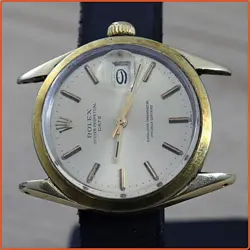 SERVICED 34MM GOLD SHELL PLATED VINTAGE ROLEX REF 1550 OYSTER PERPETUAL DATE