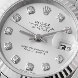 ROLEX DATEJUST 10P DIAMOND 79174G SILVER F NUMBER SECOND HAND WOMEN