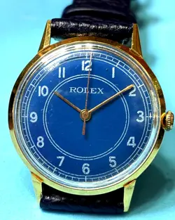1930S VINTAGE ROLEX 18K GF BLUE DIAL WINDUP WATCH JUST SERVICED