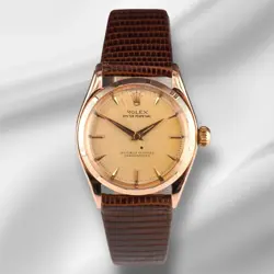 ROLEX VINTAGE 31MM OYSTER PERPETUAL 18K YELLOW GOLD WATCH REF 6549