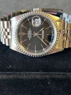 1989 ROLEX DATEJUST 36MM WATCH JUBILEE BLACK DIAL REF. 16220