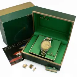 MEN'S ROLEX OP DATE TWO-TONE WATCH REF.15053 W/BOX DOORSTOP DIAL 34MM W185077-1