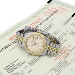 MEN'S ROLEX OP DATEJUST TWO-TONE WATCH REF.1601 SILVER DIAL 36MM #W175683-1