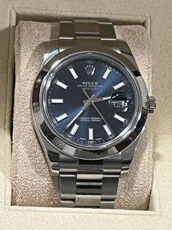 MINT  ROLEX DATEJUST 41 STEEL 116300 BLUE DIAL OYSTER BAND 41MM WATCH & BOX ONLY
