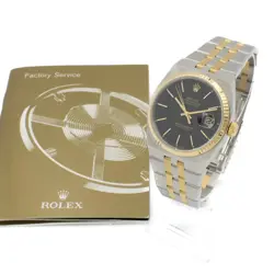 MEN'S ROLEX OYSTERQUARTZ DATEJUST TWO-TONE WATCH REF.#17013 BLACK DIAL W187877-1