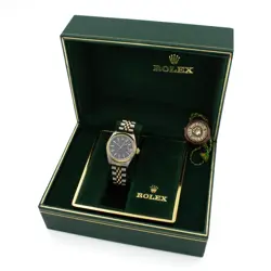 LADIES ROLEX OP DATEJUST TWO-TONE WATCH REF.69173 W/BOX BLUE DIAL 26MM W185077-1