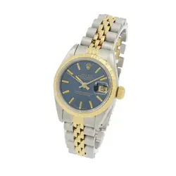 LADIES ROLEX OP DATEJUST TWO-TONE WATCH REF.#69173 BLUE DIAL 26MM 6.5
