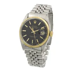 MEN'S ROLEX OP DATEJUST TWO-TONE WATCH REF.#1601 BLACK DIAL 36MM 7.5