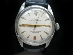 VINTAGE ROLEX OYSTER PERPETUAL SS REF 6084 34MM STRAP WRISTWATCH