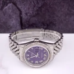 Rolex Men's Datejust 36mm Jubilee Steel Watch ICED 2.50ct Diamonds Purple Dial