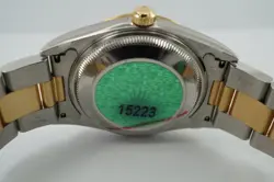 Rolex 15223 Date 34 mm Steel & 18k Gold Tags Hologram Unpolished N.O.S. c. 2005