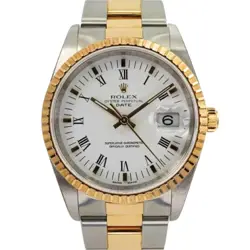 Rolex 15223 Date 34 mm Steel & 18k Gold Tags Hologram Unpolished N.O.S. c. 2005