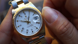 Rolex 15223 Date 34 mm Steel & 18k Gold Tags Hologram Unpolished N.O.S. c. 2005