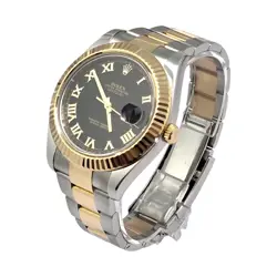 ROLEX DATEJUST II 116333 41MM BLACK ROMAN DIAL 18K GOLD SS ON OYSTER #1289