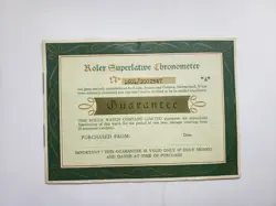 ROLEX OYSTER PERPETUAL 1601 GUARANTEE PAPER VINTAGE