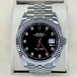 ROLEX DATEJUST 41 2022 BOX PAPERS BLACK DIAMOND DIAL JUBILEE FLUTED BEZEL STEEL