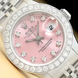 LADIES ROLEX DATEJUST 69174 PINK FACTORY DIAMOND DIAL WATCH + 1.13 CT BEZEL