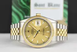 ROLEX 36mm 18kt Gold & Stainless Steel DateJust Champagne Index 16233 SANT BLANC