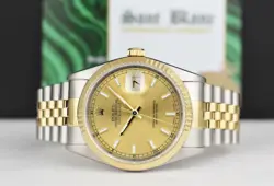 ROLEX 36mm 18kt Gold & Stainless Steel DateJust Champagne Index 16233 SANT BLANC