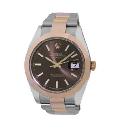 ROLEX STEEL & 18K ROSE GOLD 41MM ROLEX DATEJUST CHOCOLATE 126301 WARRANTY 2018