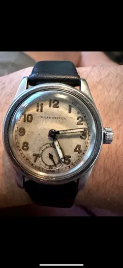 ROLEX OYSTER VINTAGE MEN'S WATCH BLACK LEATHER BAND