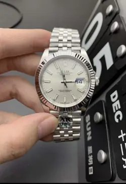 ROLEX DATEJUST 41MM SILVER DIAL FLUTED BEZEL JUBILEE BRACELET AUTOMATIC WATCH1:1