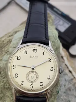 ROLEX MARCONI DE HOMBRE  A CUERDA DIAL RESTAURADO COLOR  CREMA  CAJA  NICKEL