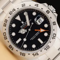 2012 CARD ROLEX 216570 EXPLORER II 42MM BLACK DIAL GMT STEEL AUTOMATIC WATCH
