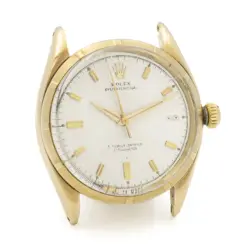 MEN'S ROLEX 14K GOLD OYSTER PERPETUAL 36MM WATCH REF 6565 SILVER DIAL #W187836-1