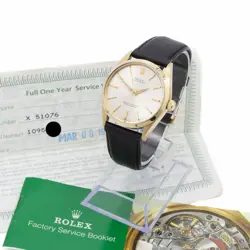VINTAGE 14K ROLEX OYSTER PERPETUAL REF. 1002 SILVER SUNBURST DIAL #W186798-1