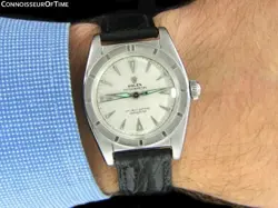 1951 ROLEX Vintage Mens Oyster Perpetual SS Steel Bubbleback Watch - Warranty