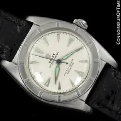 1951 ROLEX Vintage Mens Oyster Perpetual SS Steel Bubbleback Watch - Warranty