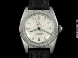 1951 ROLEX Vintage Mens Oyster Perpetual SS Steel Bubbleback Watch - Warranty
