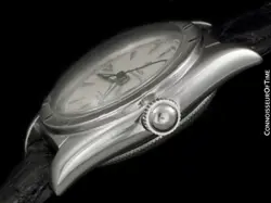 1951 ROLEX Vintage Mens Oyster Perpetual SS Steel Bubbleback Watch - Warranty