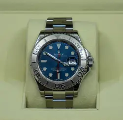 ROLEX YACHT-MASTER PLATINUM BLUE 40MM STAINLESS STEEL WATCH 116622 COMPLETE