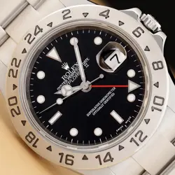 2005 ROLEX EXPLORER II 16570T 40MM BLACK DIAL STEEL GMT OYSTER AUTOMATIC WATCH