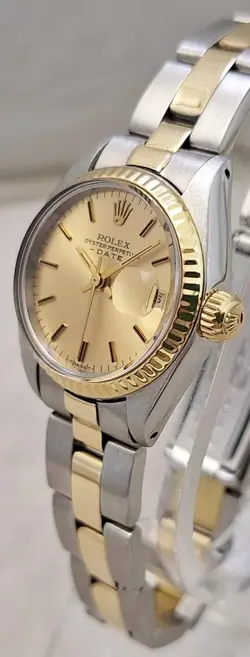 ROLEX OYSTER PERPETUAL DATE LADIES 14K/SS GOLD WATCH HEAVY OYSTER ALL ORIG 1978