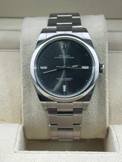 ROLEX OYSTER PERPETUAL 39MM RHODIUM GRAY DIAL STAINLESS STEEL  114300