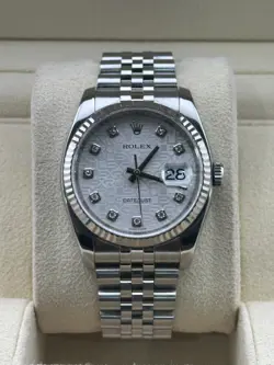 ROLEX DATEJUST 36MM JUBILEE DIAMOND DIAL SUPER JUBILEE STAINLESS STEEL 116234