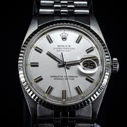 1973 ROLEX DATEJUST 36MM SILVER SIGMA DIAL ON JUBILEE BRACELET, REF. 1601 W/ BOX