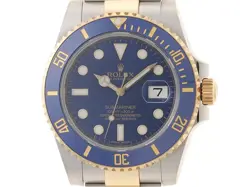 ROLEX 2014 GUARANTEE SUBMARINER DATE 116613LB BLUE YG X AUTOMATIC 300M #017