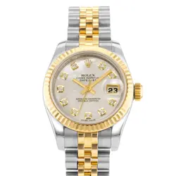 ROLEX DATEJUST 26 179173 DIAMOND MOTHER OF PEARL STEEL YELLOW GOLD LADIES WATCH