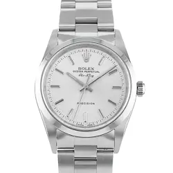 ROLEX AIR KING 14000 34MM SILVER INDEX  STEEL OYSTER AUTOMATIC MENS WATCH